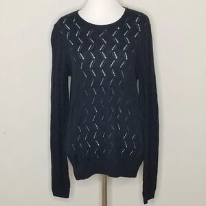 NWT 14th & Union Blue Open Knit Long Sleeve Sweater S